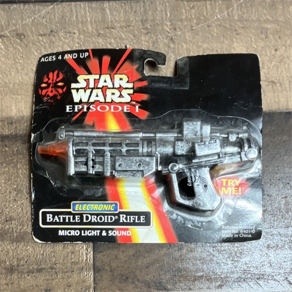 Star Wars Battle Droid Rifle Larami Episode I Micro Light Sound NIB 8401-0 1999
